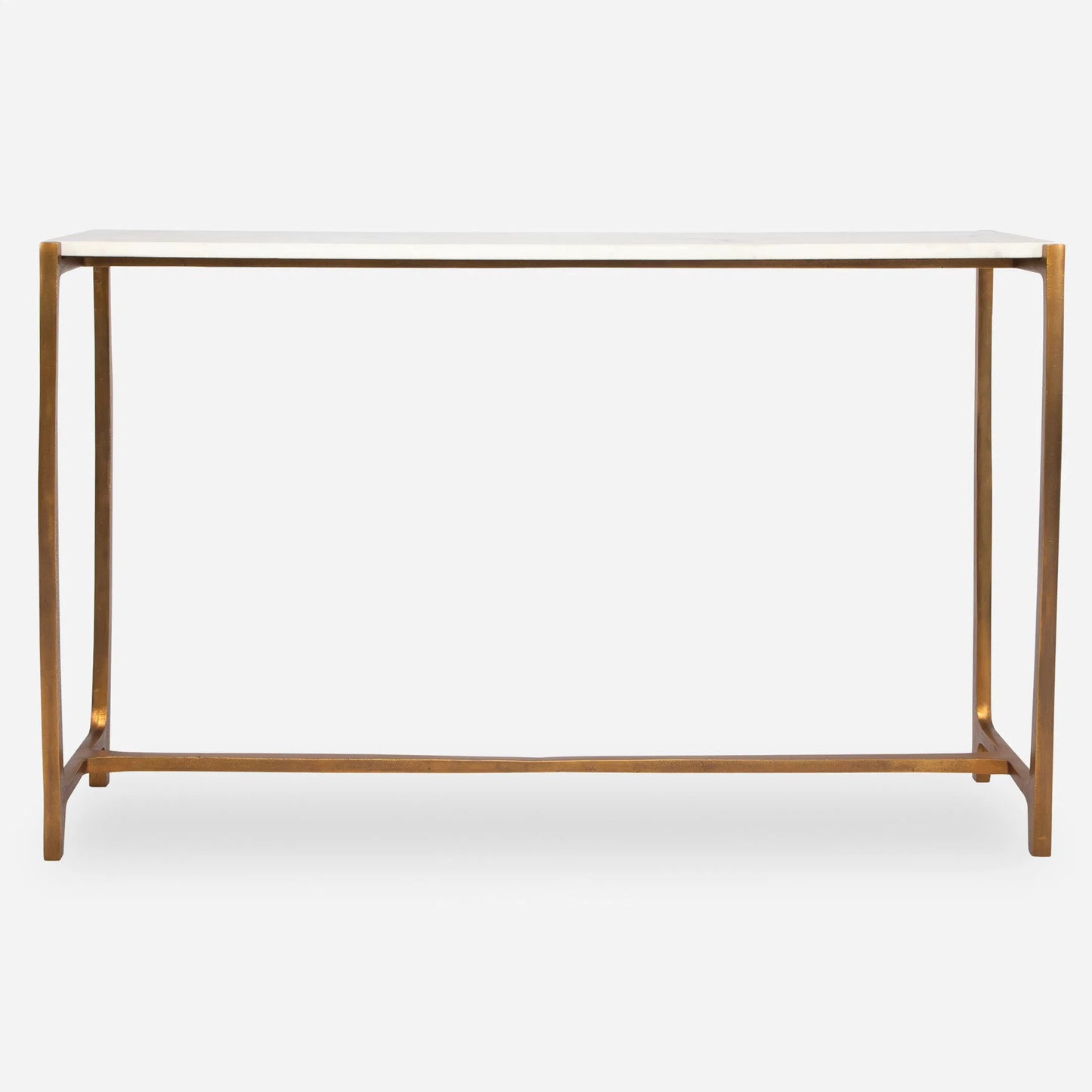 002 SI-2146839 | Primary Silo | Affinity Console Table by Uttermost in gold. Made from marble, aluminum in a modern style.