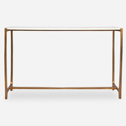 Affinity Console Table by Uttermost in gold. Made from marble, aluminum in a modern style.