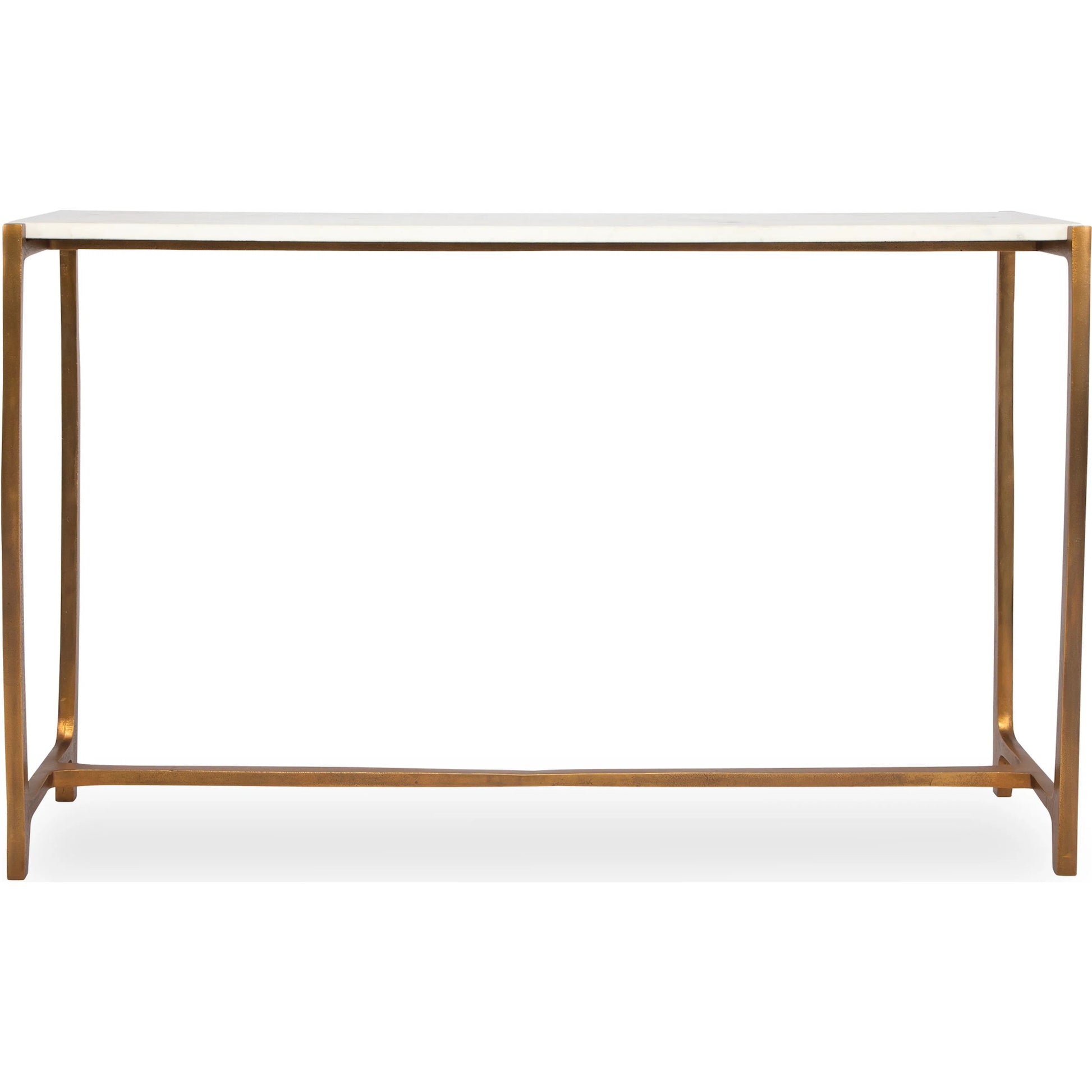 Affinity Console Table by Uttermost in gold. Made from marble, aluminum in a modern style.