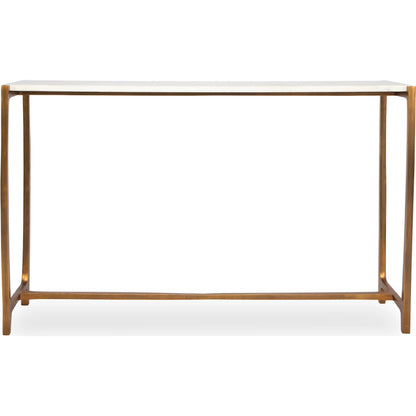 Affinity Console Table by Uttermost in gold. Made from marble, aluminum in a modern style.