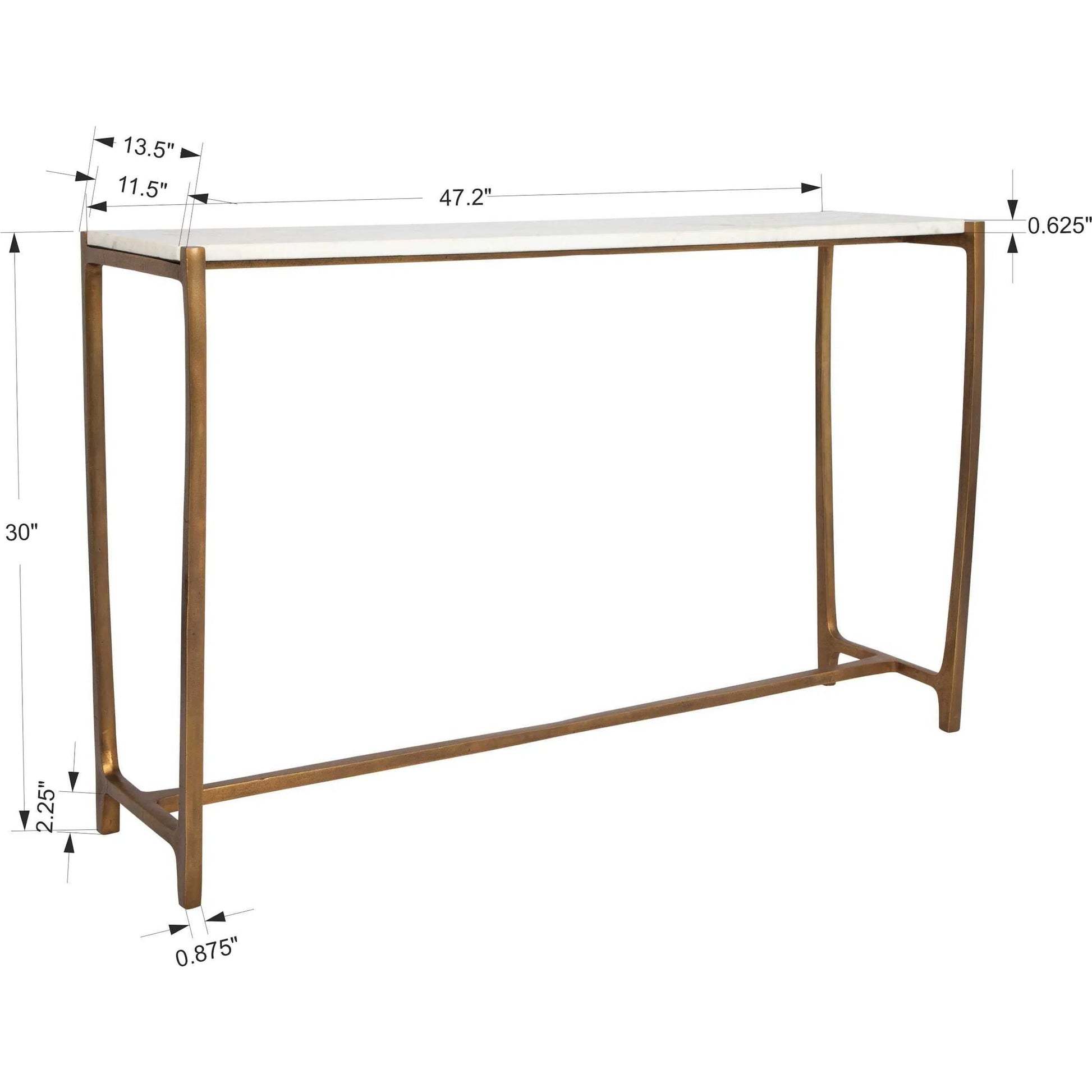 Affinity Console Table by Uttermost in gold. Made from marble, aluminum in a modern style.