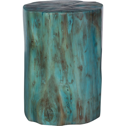 Habitat Accent Stool by Uttermost in blue-green. Made from tamarind wood in a rustic style.