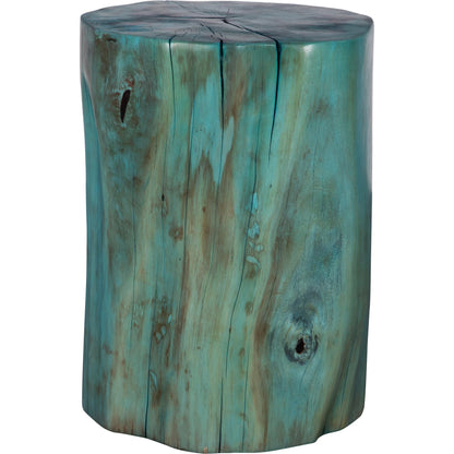 Habitat Accent Stool by Uttermost in blue-green. Made from tamarind wood in a rustic style.