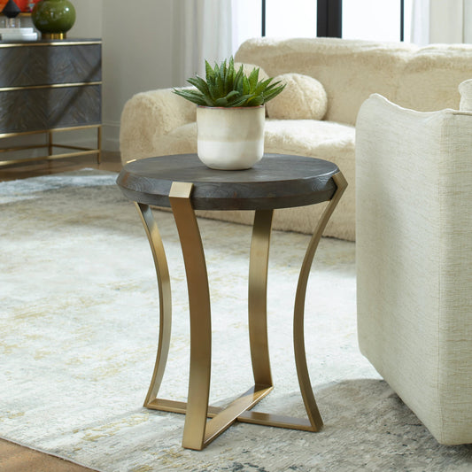 Unite Side Table by Uttermost in dark walnut. Made from metal, mdf, veneer, solid wood in a modern style.