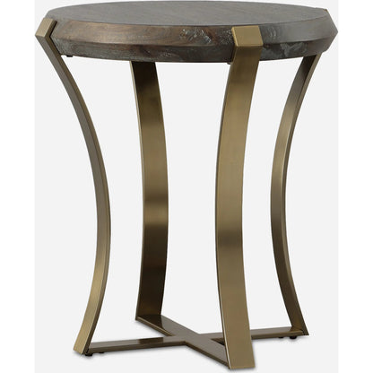 Unite Side Table by Uttermost in dark walnut. Made from metal, mdf, veneer, solid wood in a modern style.