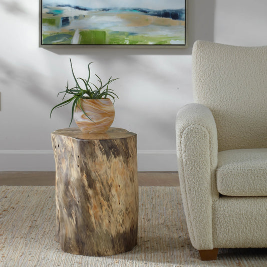 Habitat Natural Accent Stool by Uttermost in natural. Made from tamarind wood in a rustic style.