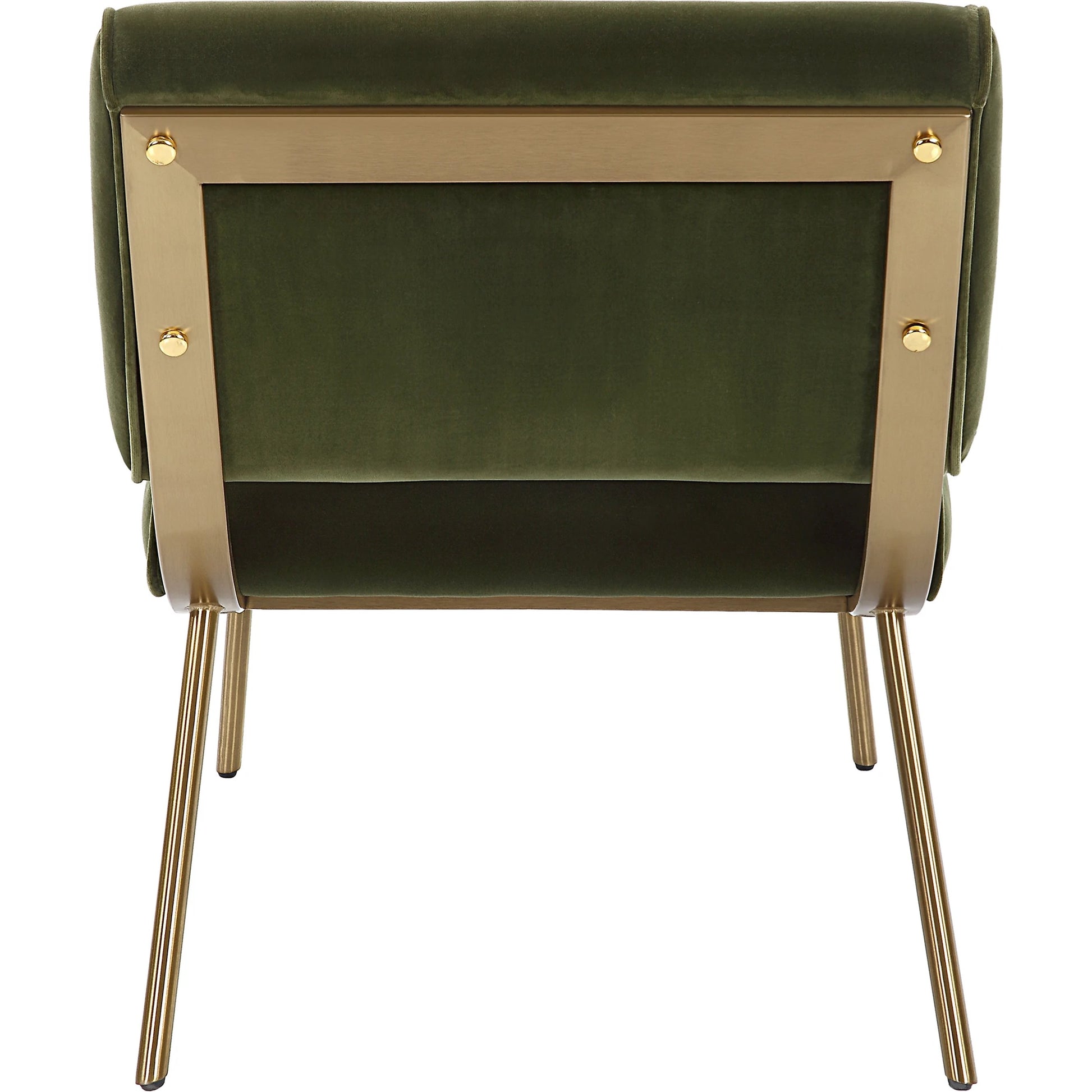 Knoll Mid-Century Accent Chair by Uttermost in olive green and brass. Made from stainless steel, fabric, foam, wood in a modern style.