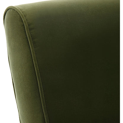 Knoll Mid-Century Accent Chair by Uttermost in olive green and brass. Made from stainless steel, fabric, foam, wood in a modern style.