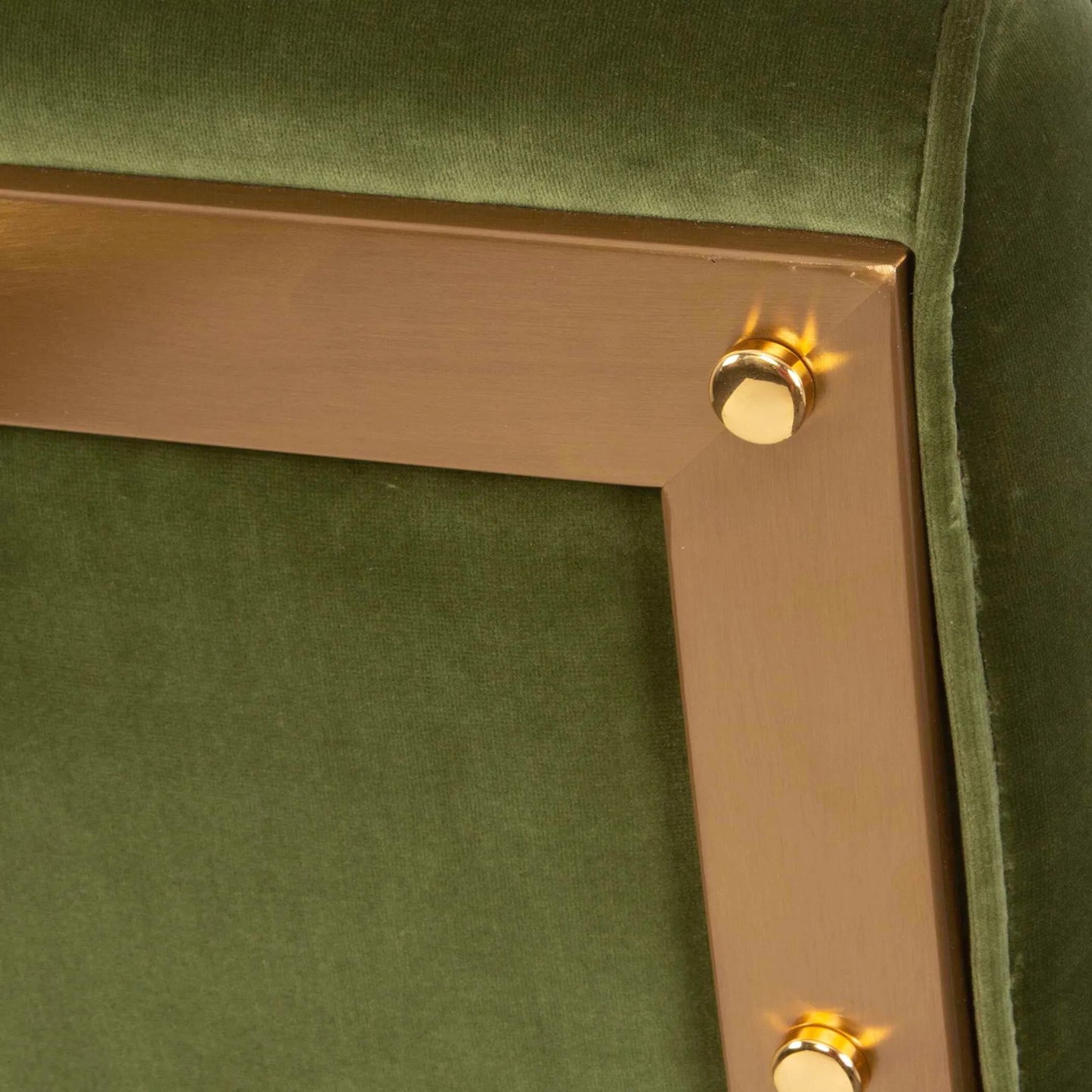 004 SI-2146866 | Closeup | Knoll Mid-Century Accent Chair by Uttermost in olive green and brass. Made from stainless steel, fabric, foam, wood in a modern style.