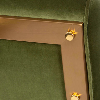 Knoll Mid-Century Accent Chair by Uttermost in olive green and brass. Made from stainless steel, fabric, foam, wood in a modern style.