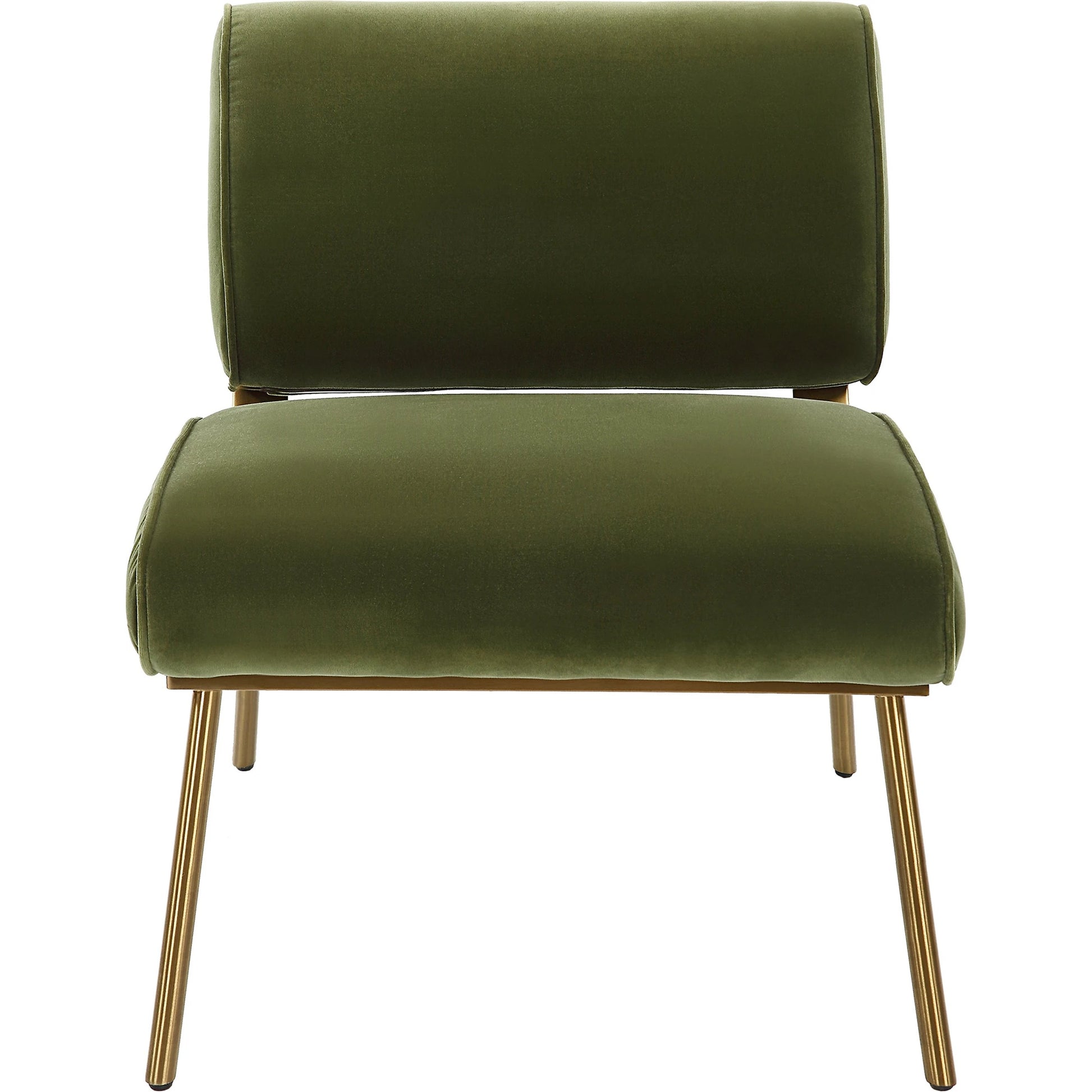 Knoll Mid-Century Accent Chair by Uttermost in olive green and brass. Made from stainless steel, fabric, foam, wood in a modern style.