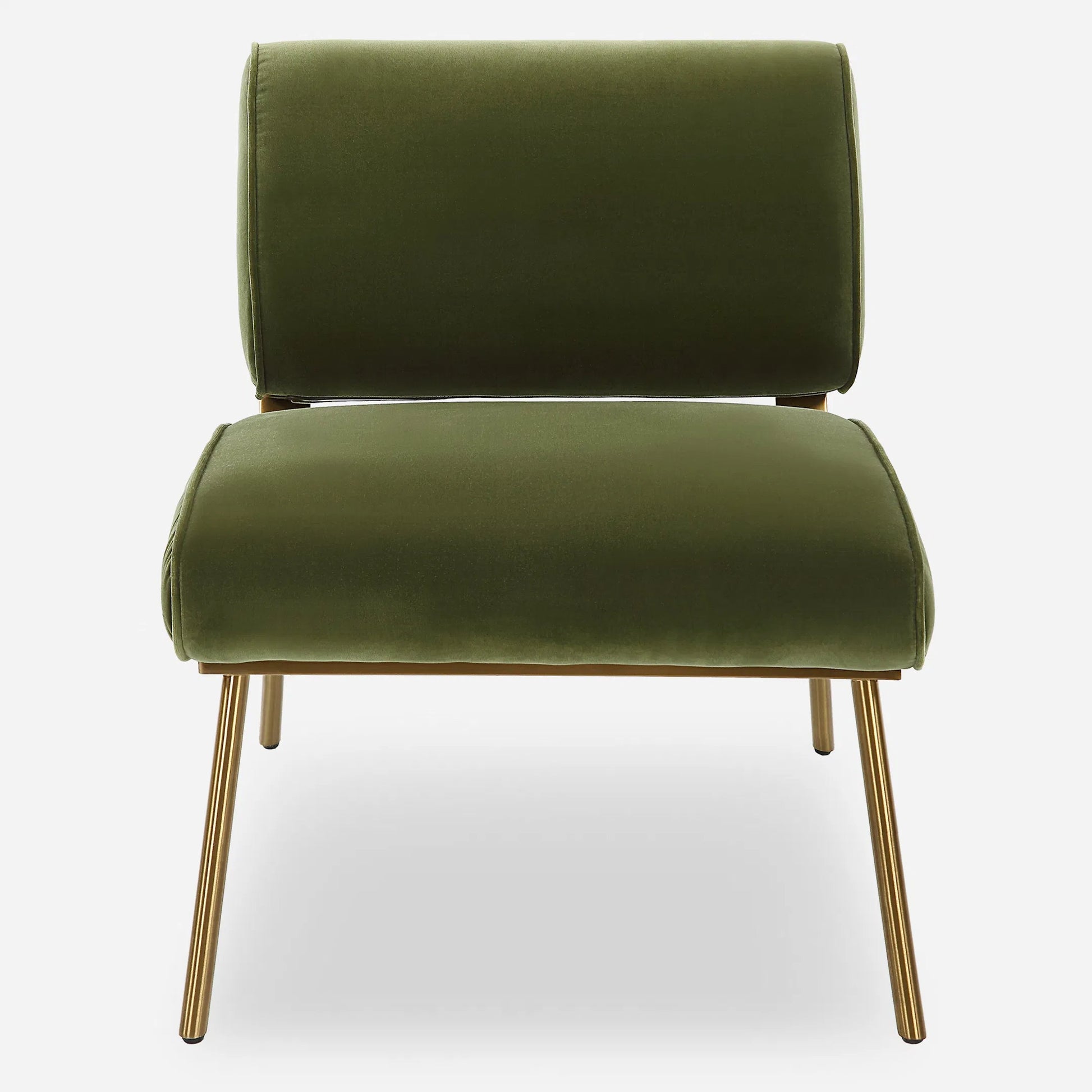 Knoll Mid-Century Accent Chair by Uttermost in olive green and brass. Made from stainless steel, fabric, foam, wood in a modern style.