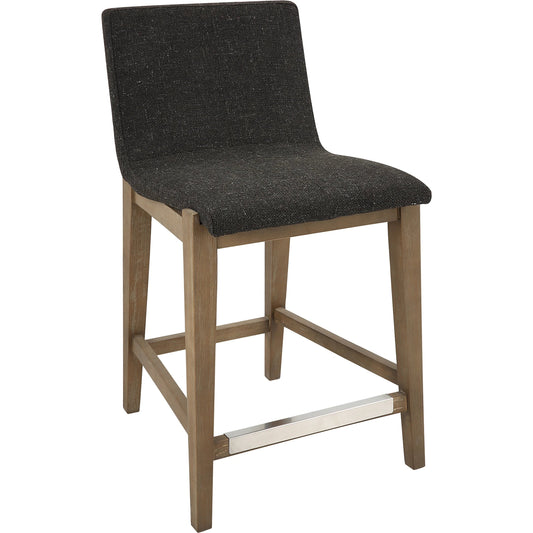 Klemens Counter Stool by Uttermost in charcoal brown and walnut. Made from rubber wood，plywood，fabric，foam，hardware in a modern style.
