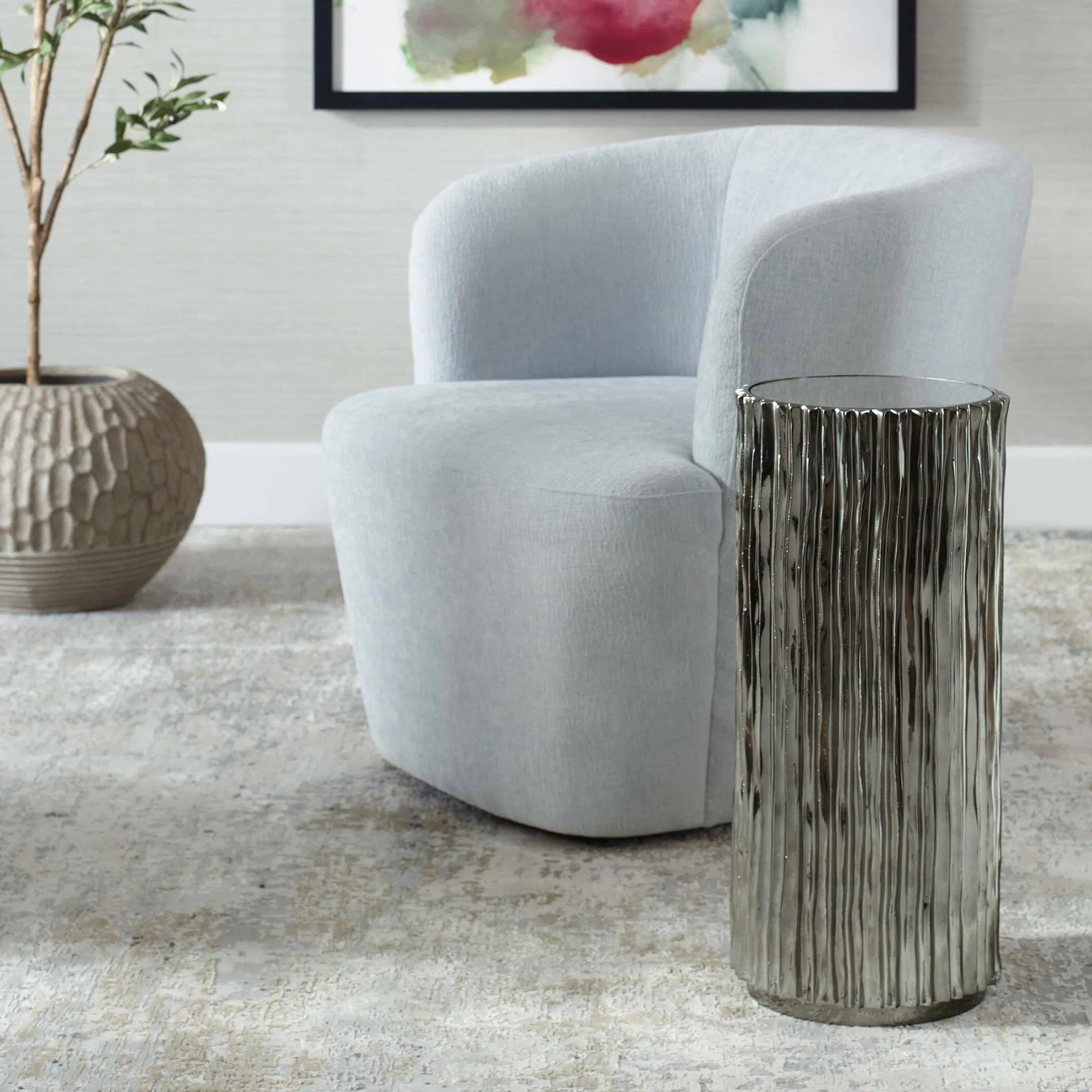 Echo Modern Drink Table by Uttermost in dark. Made from resin, iron, mirror, mdf in a modern style.