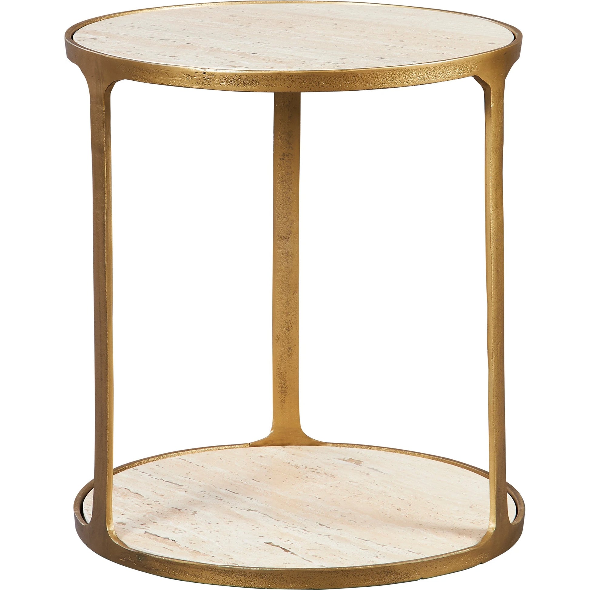 Clench Side Table by Uttermost in brass. Made from stone, metal in a modern style.