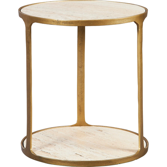 Clench Side Table by Uttermost in brass. Made from stone, metal in a modern style.