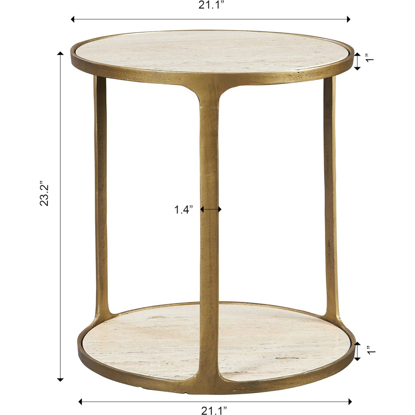 004 SI-2146843 | Unknown | Clench Side Table by Uttermost in brass. Made from stone, metal in a modern style.