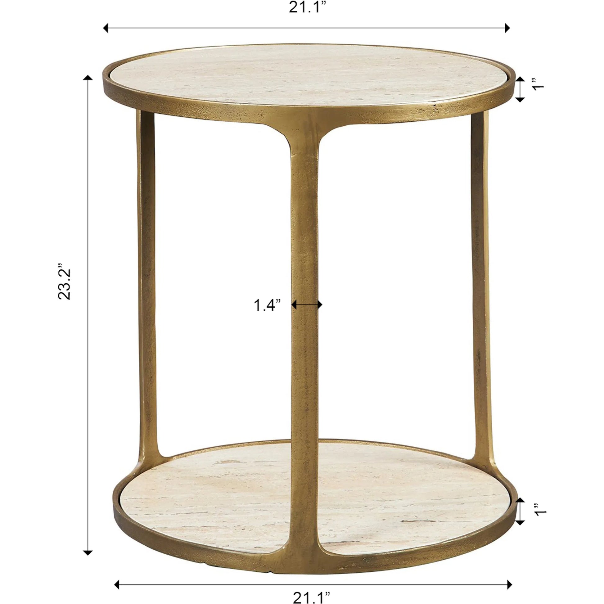 Clench Side Table by Uttermost in brass. Made from stone, metal in a modern style.