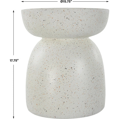 Inhale Accent Table by Uttermost in white. Made from resin in a modern style.