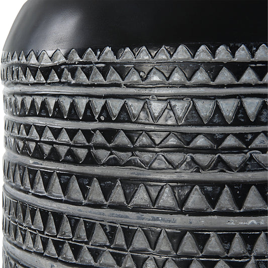 Cutting Edge Tribal Accent Table by Uttermost in black. Made from resin in a eclectic & global style.