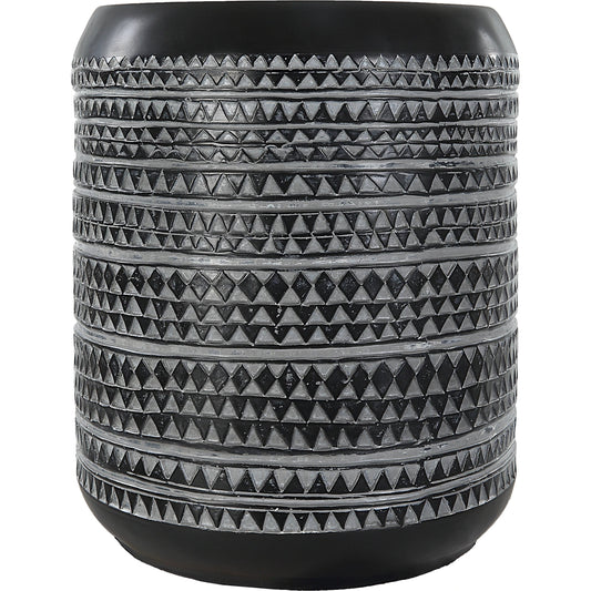 Cutting Edge Tribal Accent Table by Uttermost in black. Made from resin in a eclectic & global style.