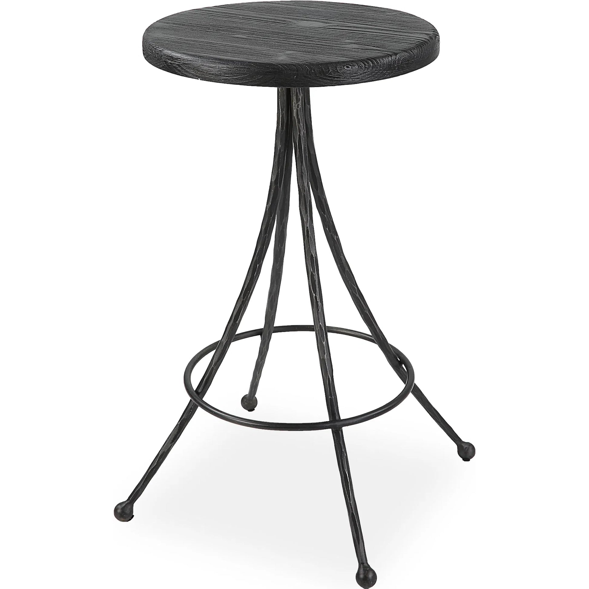 Sona Counter Stool by Uttermost in black. Made from recycled pine, iron in a modern style.