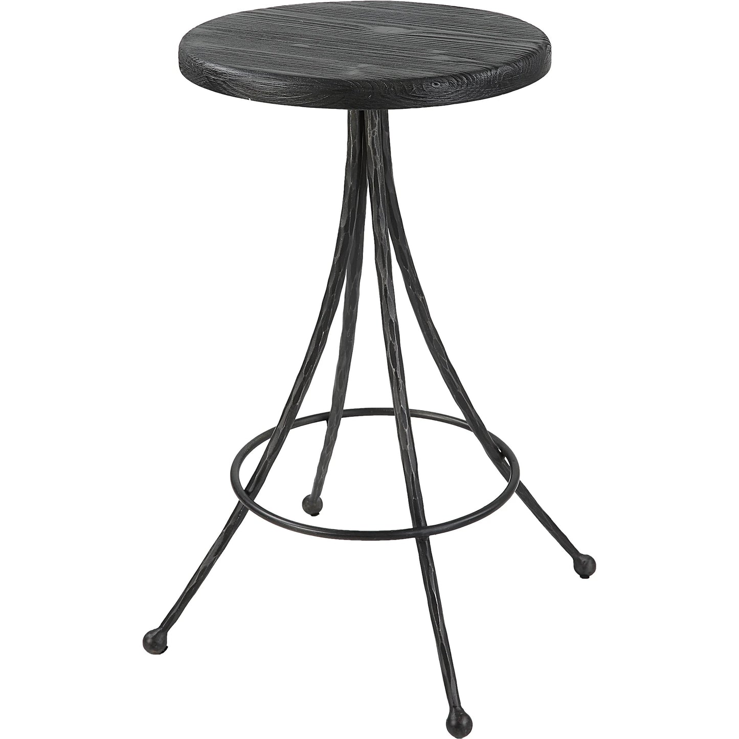 001 SI-2146845 | Primary Silo | Sona Counter Stool by Uttermost in black. Made from recycled pine, iron in a modern style.
