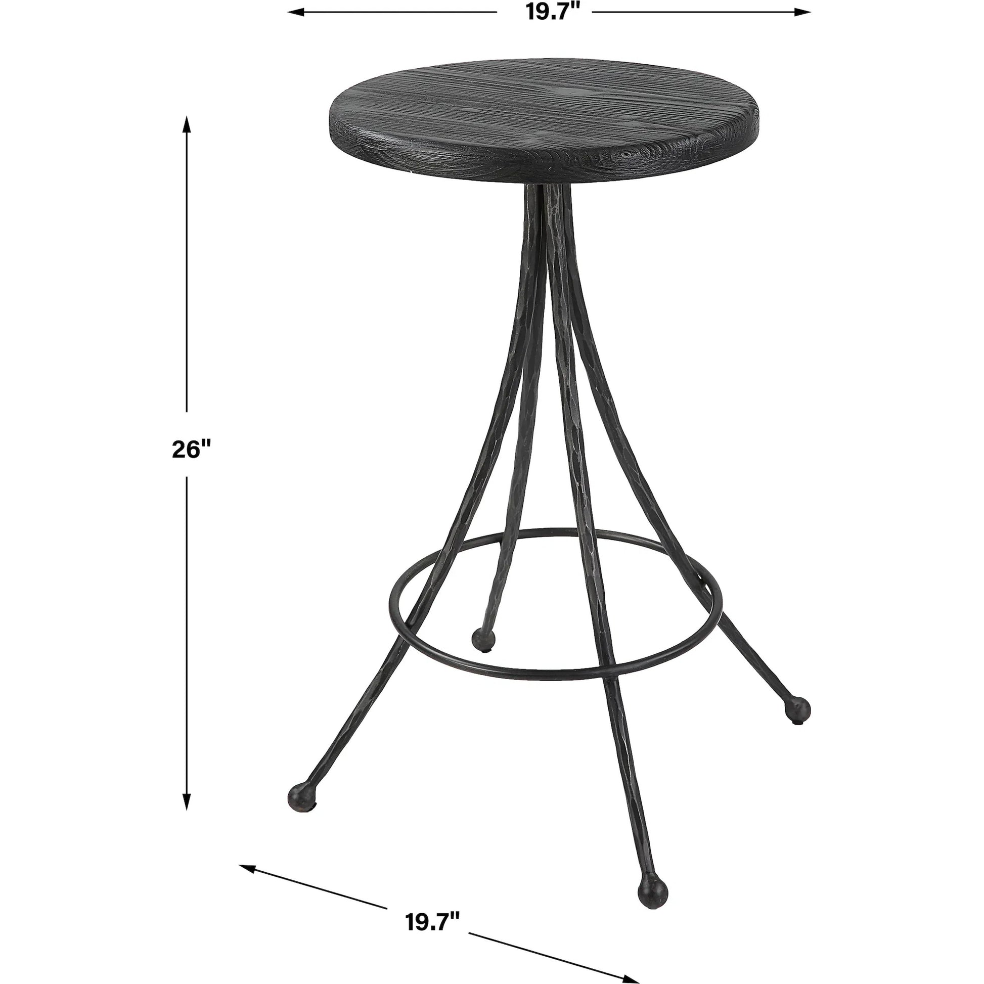 Sona Counter Stool by Uttermost in black. Made from recycled pine, iron in a modern style.