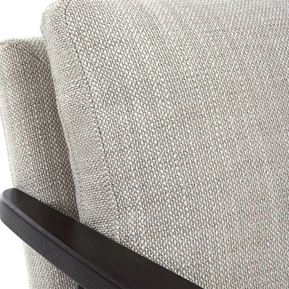 Sebastian Accent Chair by Uttermost in ivory, beige and dark bronze, dark walnut. Made from iron, oak, fabric, foam, down, plywood in a modern style.