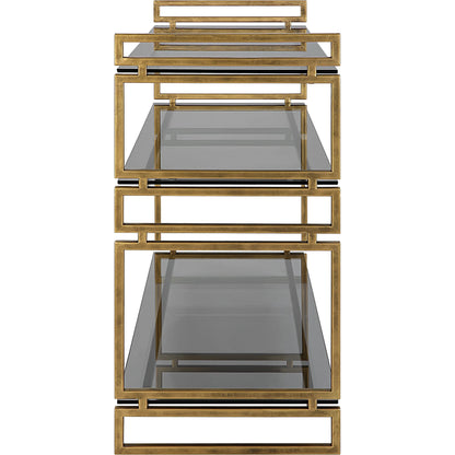 Stacked Up Console Table by Uttermost in antiqued gold. Made from iron, glass in a modern style.