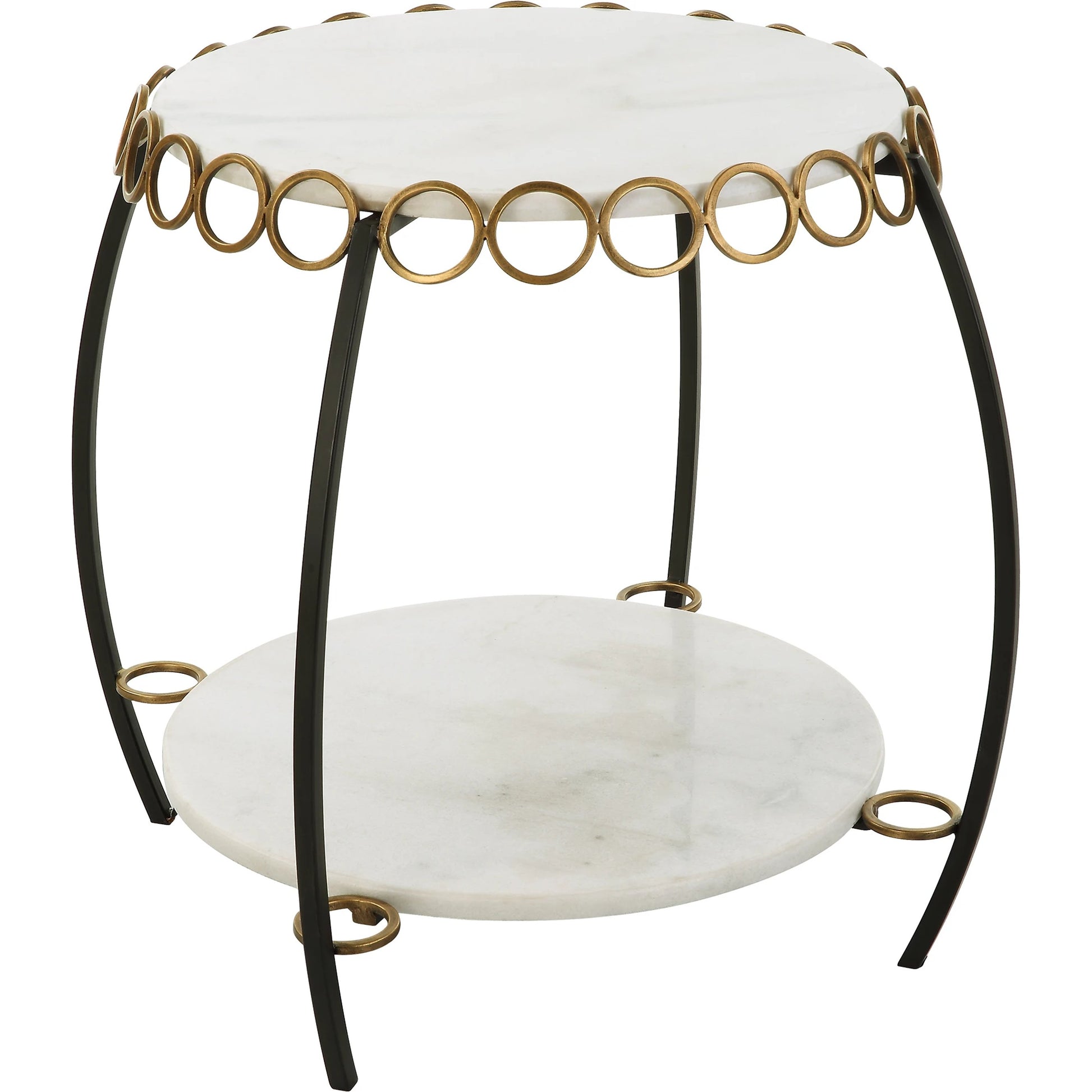 Chainlink Side Table by Uttermost in gold. Made from marble, iron in a modern style.