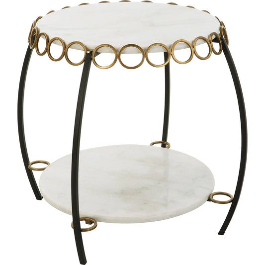 Chainlink Side Table by Uttermost in gold. Made from marble, iron in a modern style.