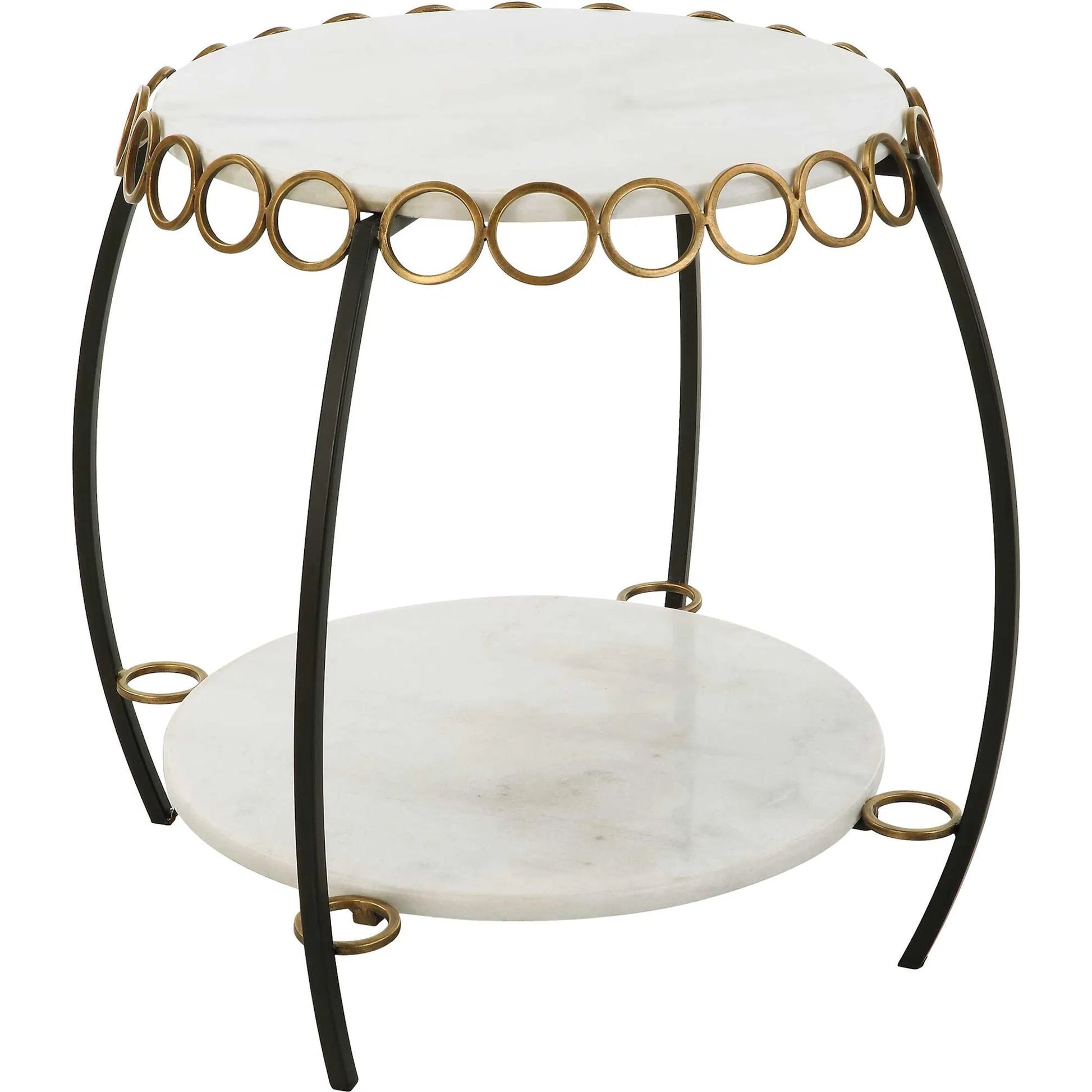 Chainlink Side Table by Uttermost in gold. Made from marble, iron in a modern style.