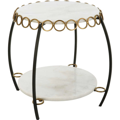 Chainlink Side Table by Uttermost in gold. Made from marble, iron in a modern style.