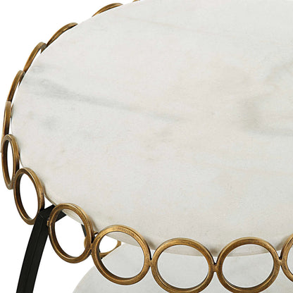 Chainlink Side Table by Uttermost in gold. Made from marble, iron in a modern style.