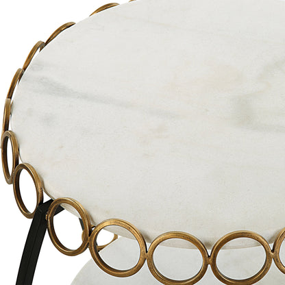 Chainlink Side Table by Uttermost in gold. Made from marble, iron in a modern style.