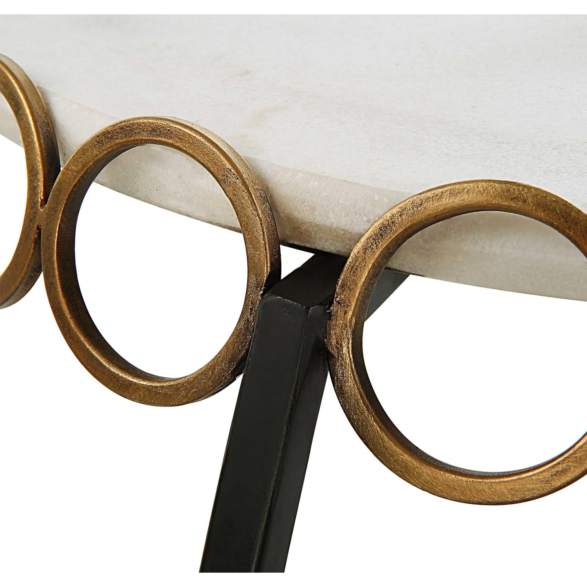 Chainlink Side Table by Uttermost in gold. Made from marble, iron in a modern style.