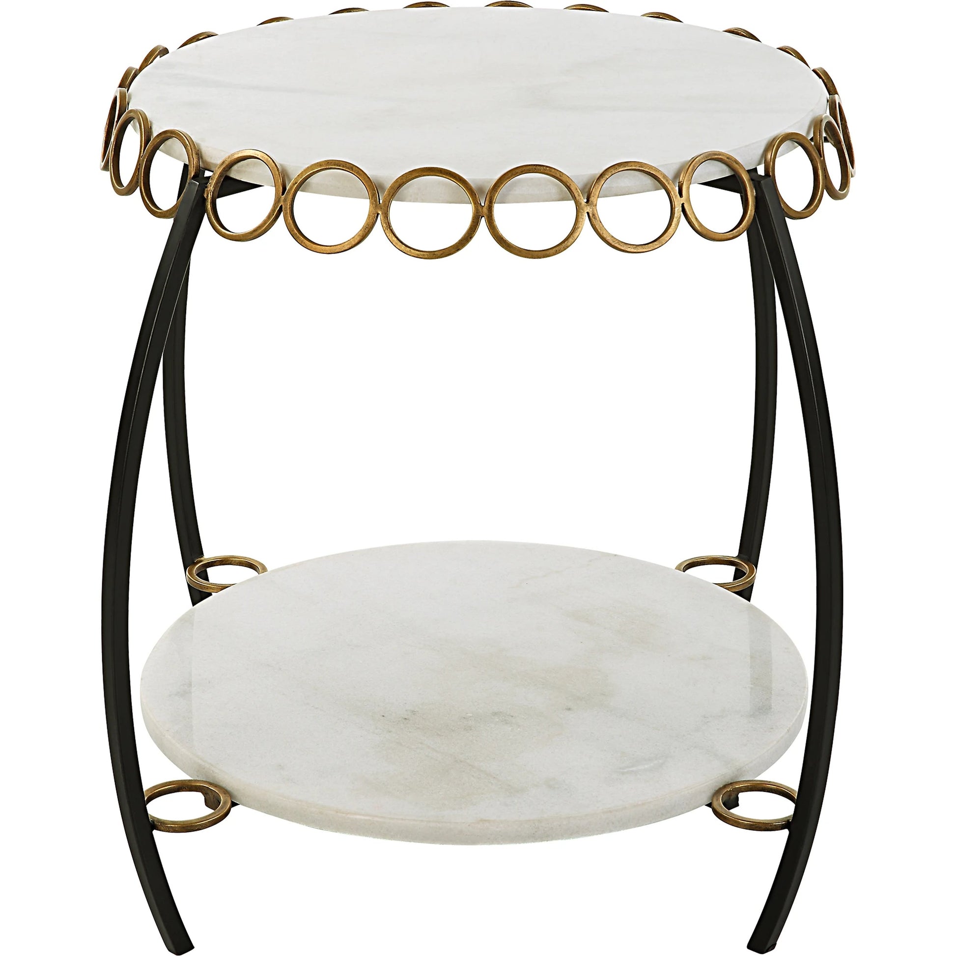 Chainlink Side Table by Uttermost in gold. Made from marble, iron in a modern style.
