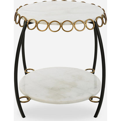 Chainlink Side Table by Uttermost in gold. Made from marble, iron in a modern style.