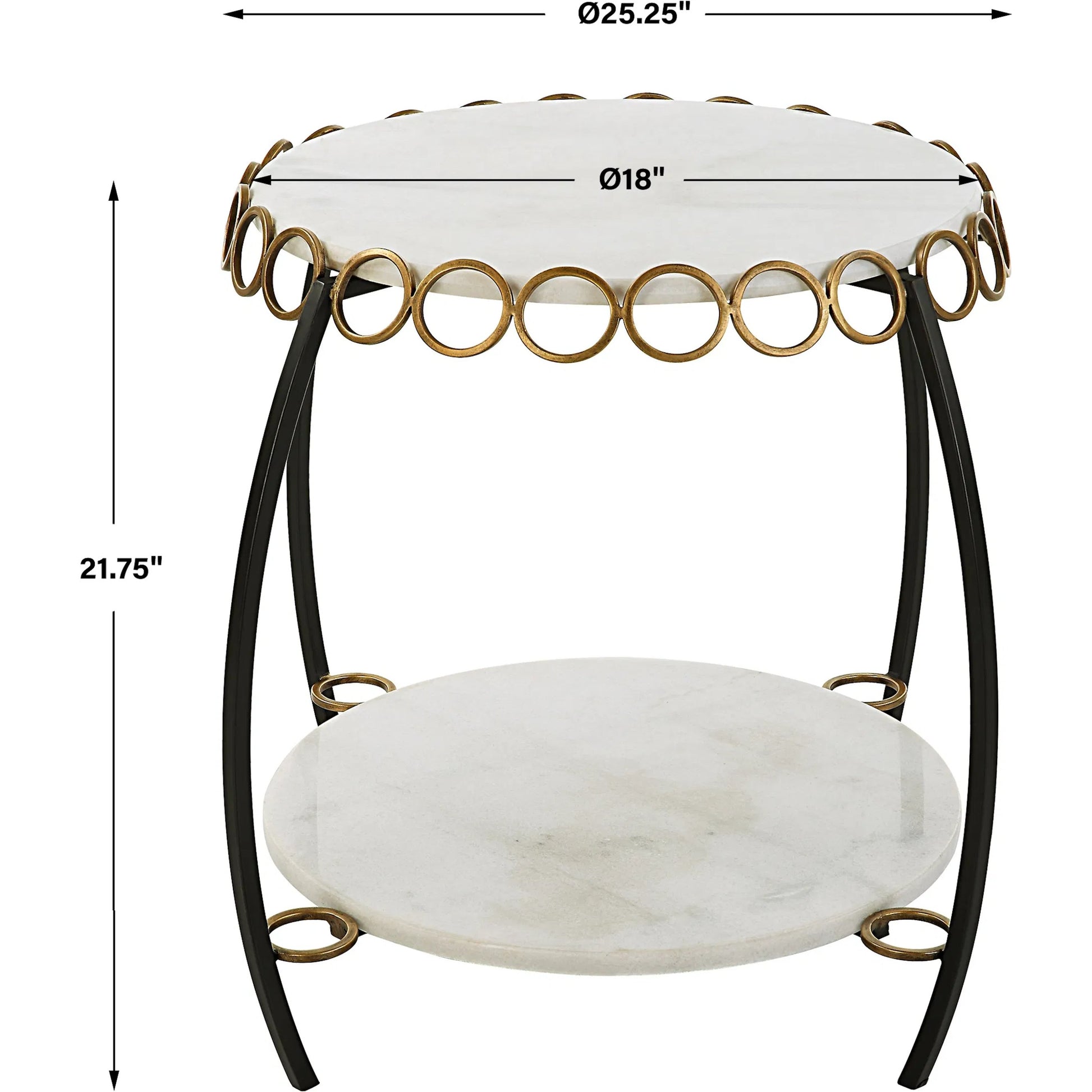 Chainlink Side Table by Uttermost in gold. Made from marble, iron in a modern style.