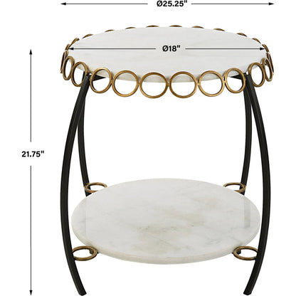 Chainlink Side Table by Uttermost in gold. Made from marble, iron in a modern style.