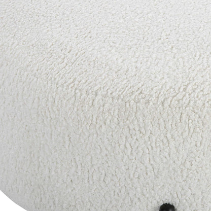 Arles Plush Ottoman by Uttermost in white and satin black. Made from hardwood, metal, plywood, fabric, foam in a modern style.