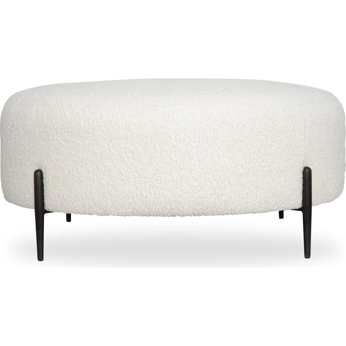 004 SI-2146859 | Additional Silo | Arles Plush Ottoman by Uttermost in white and satin black. Made from hardwood, metal, plywood, fabric, foam in a modern style.