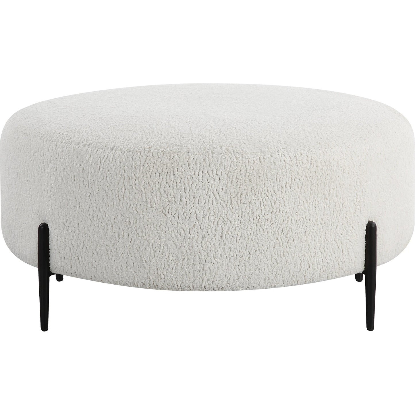 001 SI-2146859 | Primary Silo | Arles Plush Ottoman by Uttermost in white and satin black. Made from hardwood, metal, plywood, fabric, foam in a modern style.
