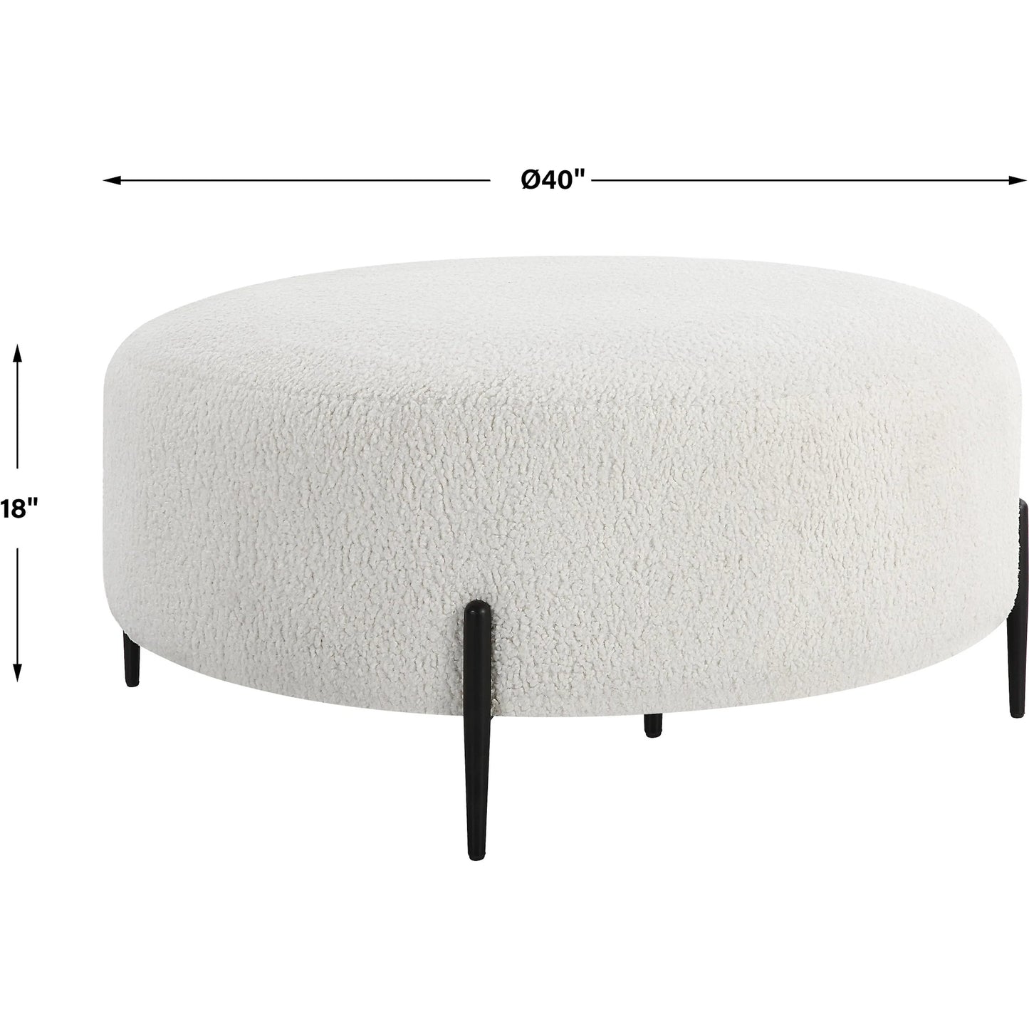 003 SI-2146859 | Additional Silo | Arles Plush Ottoman by Uttermost in white and satin black. Made from hardwood, metal, plywood, fabric, foam in a modern style.