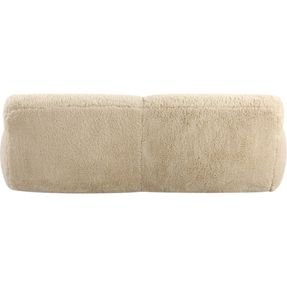 Abide Rounded Sheepskin Sofa by Uttermost in caramel. Made from oak, foam, fabric, plywood in a modern style.