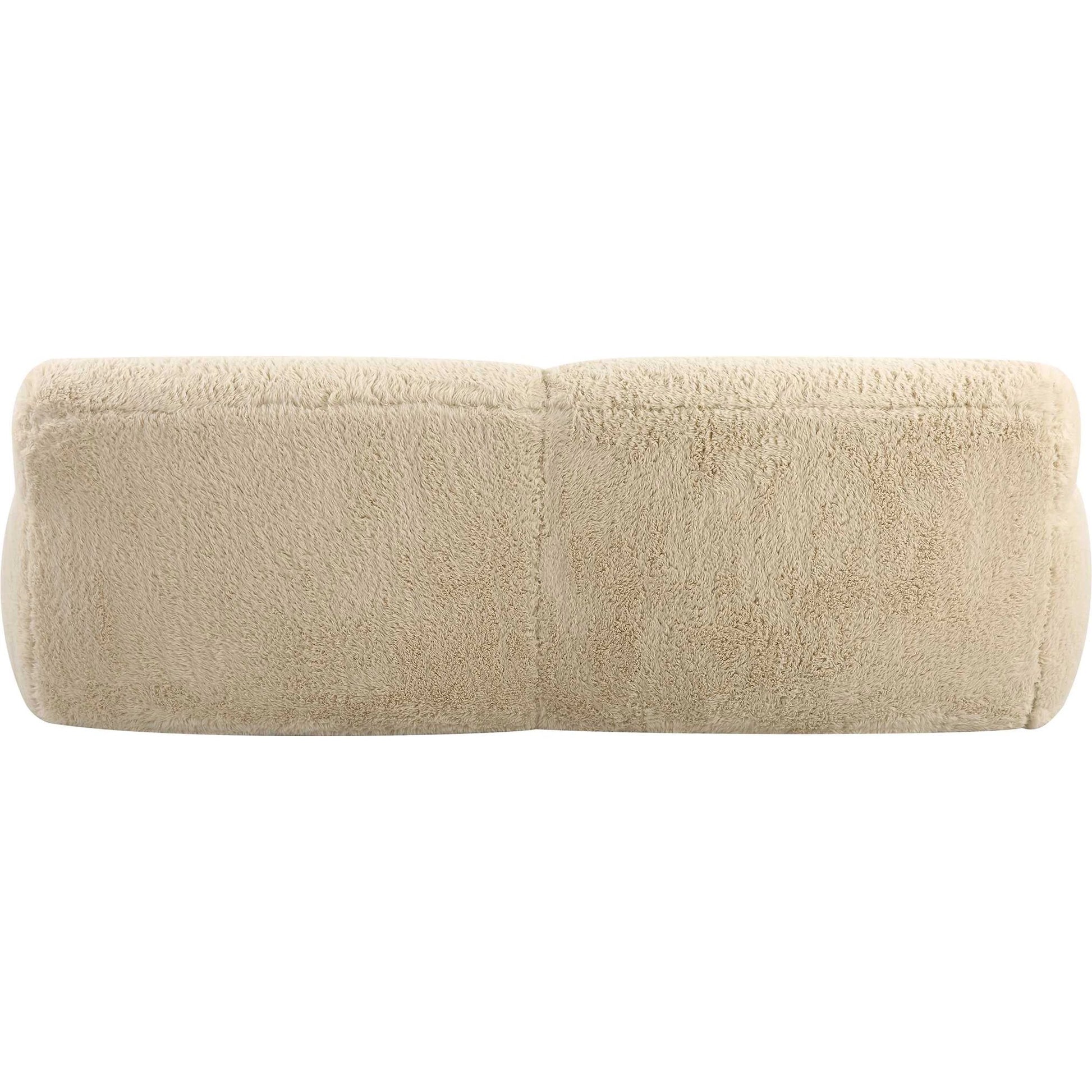 Abide Rounded Sheepskin Sofa by Uttermost in caramel. Made from oak, foam, fabric, plywood in a modern style.