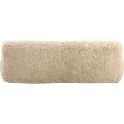 Abide Rounded Sheepskin Sofa by Uttermost in caramel. Made from oak, foam, fabric, plywood in a modern style.