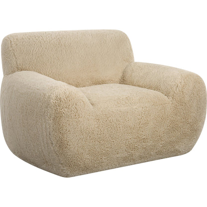 Abide Sheepskin Accent Chair by Uttermost in caramel. Made from fabric, foam, plywood, oak in a modern style.