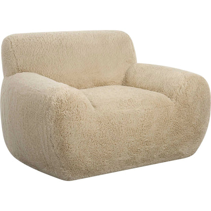 Abide Sheepskin Accent Chair by Uttermost in caramel. Made from fabric, foam, plywood, oak in a modern style.